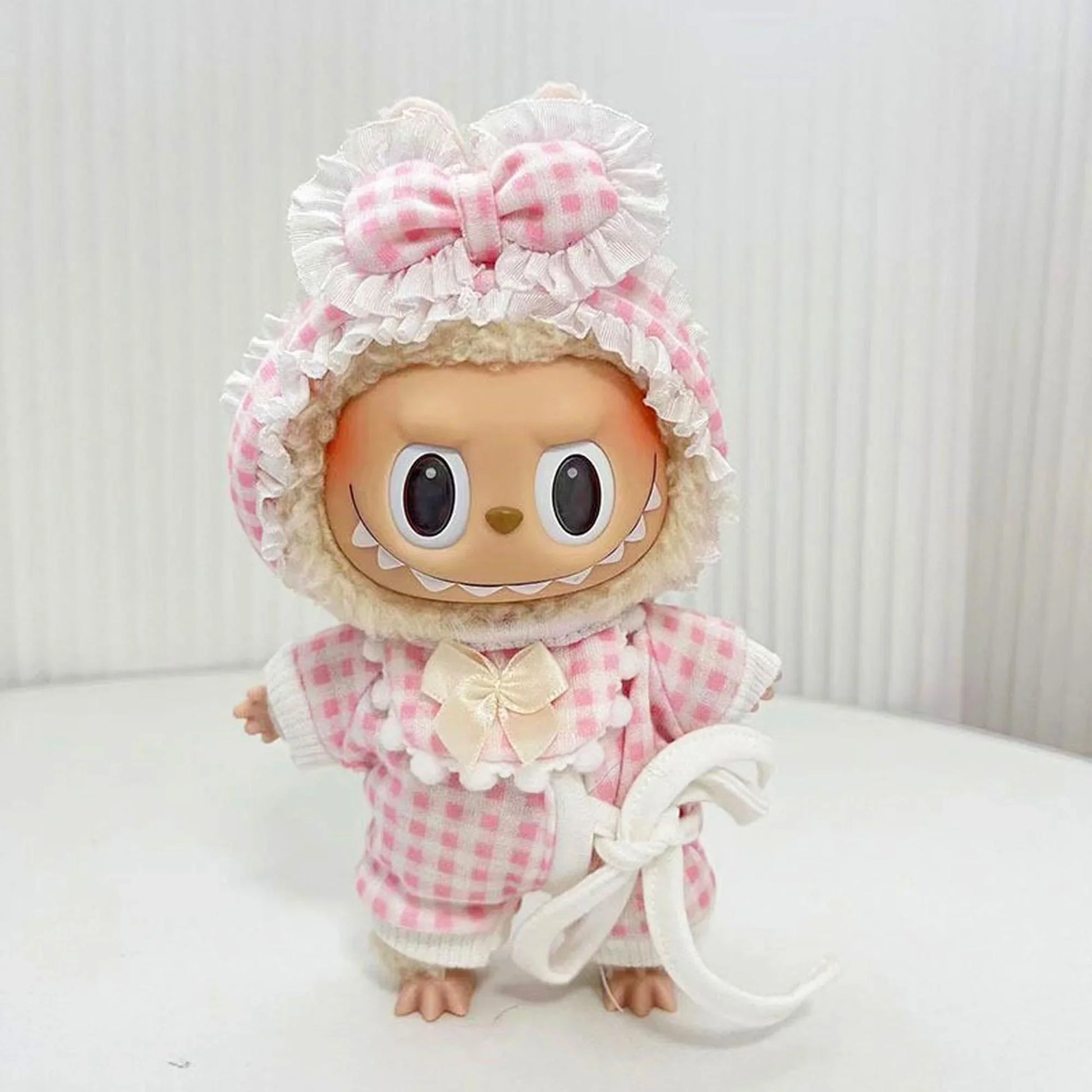 Baby Pink Checkered Pajama Set With Accessories