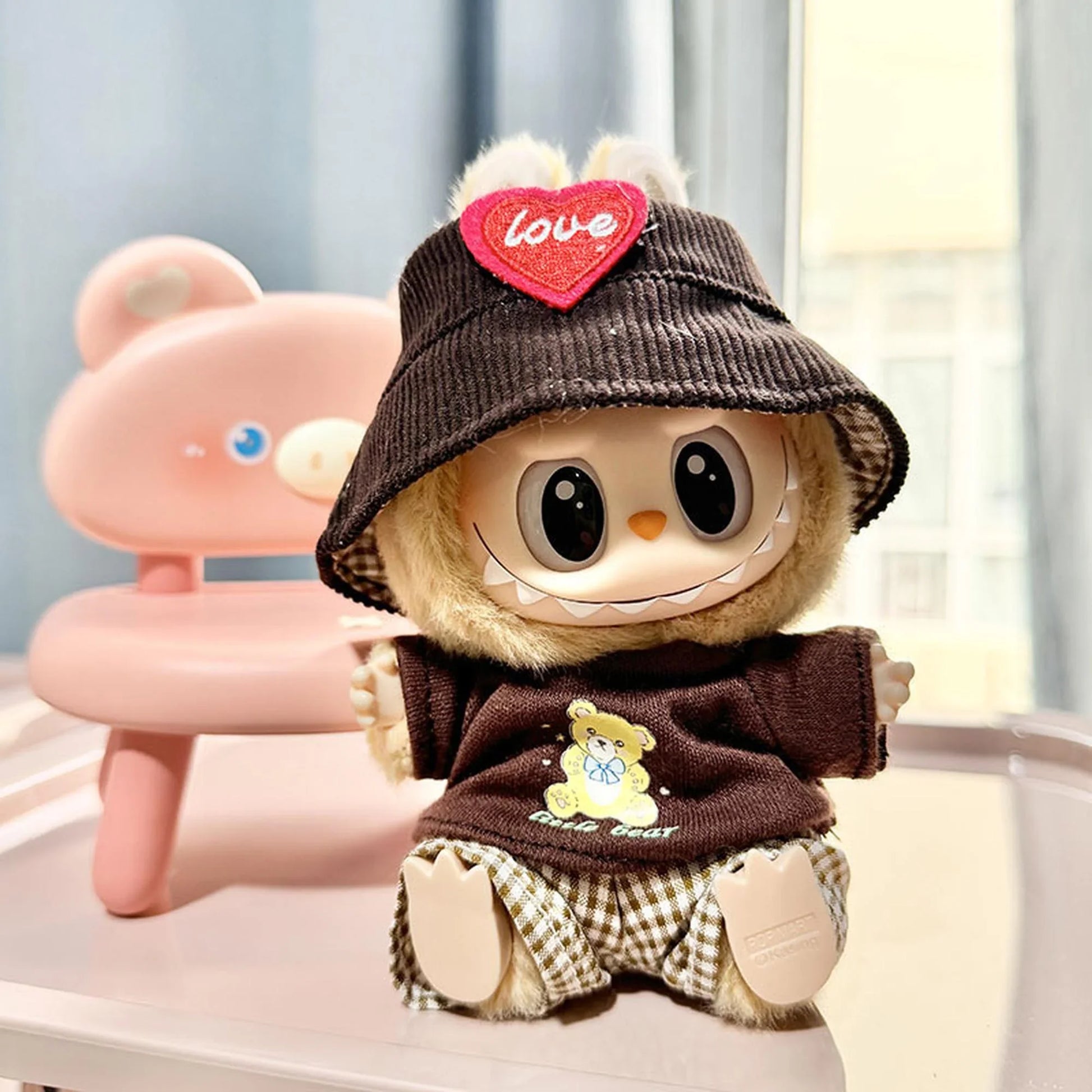 Coffee Plaid Bear Three-Piece Set